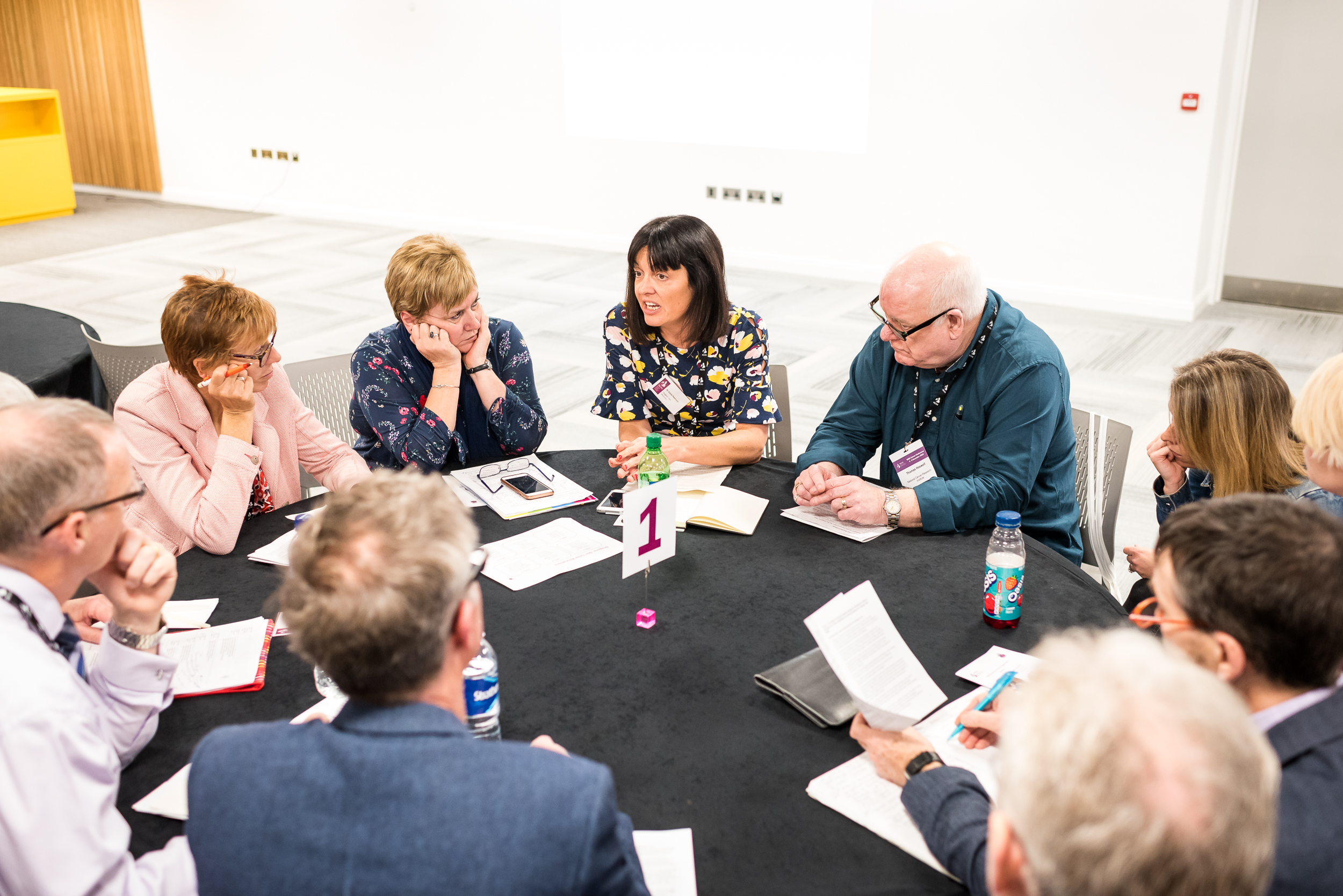 Group around a table at an event